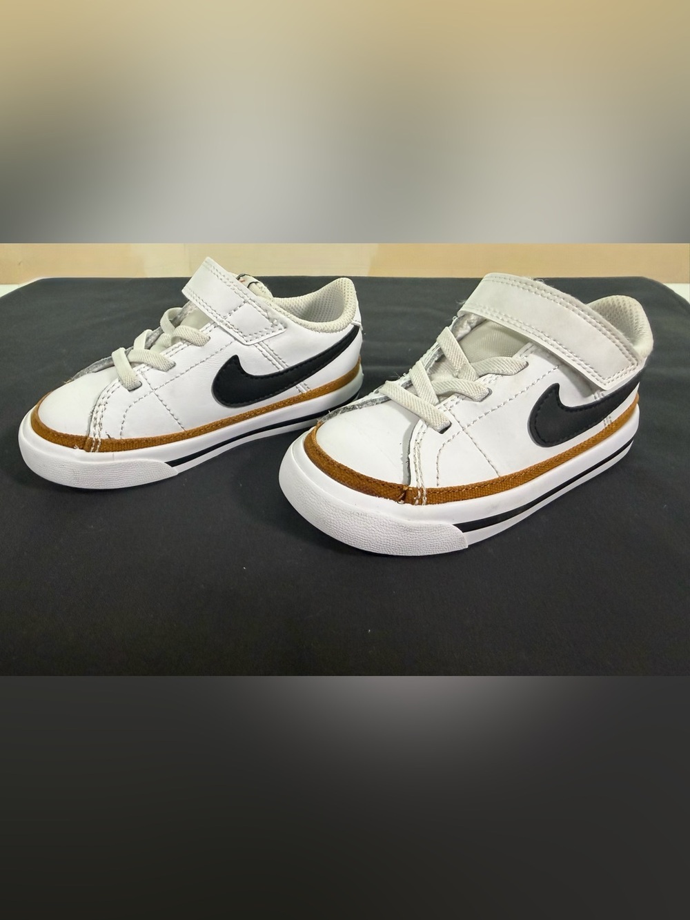 Nike Court Legacy Toddler Shoes Size 8C White Black Desert Ochre DA5382-102